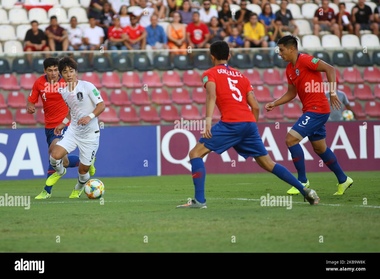 OH Jaehyeok de Corée contrôle le ballon pendant la coupe du monde de la FIFA U-17 Brésil 2019 groupe C match entre le Chili et la République de Corée à Estadio Kleber Andrade sur 02 novembre 2019 à Vitoria, Brésil. (Photo de Gilson Borba/NurPhoto) Banque D'Images