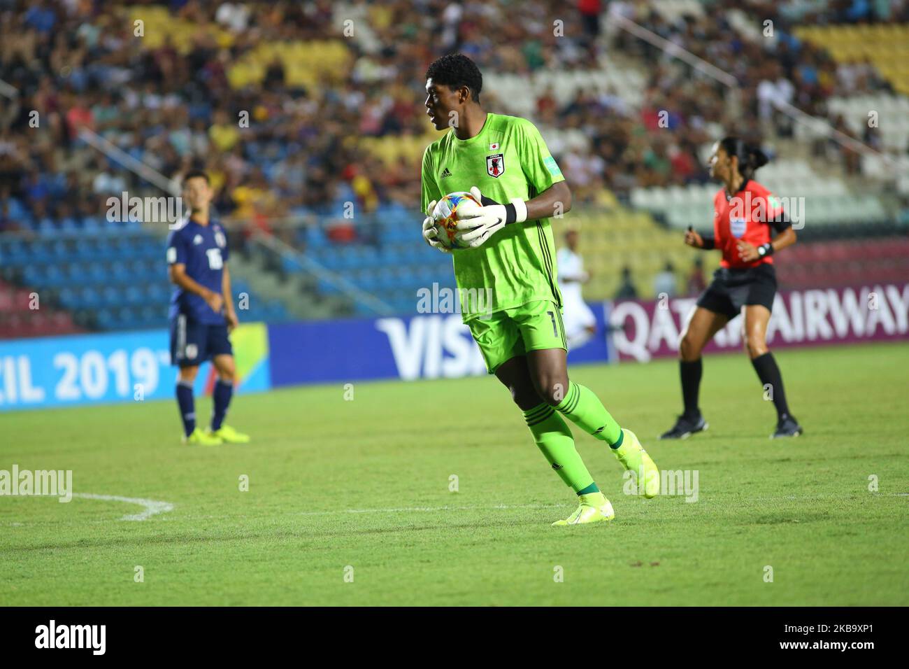 Le gardien de but de Sengal Ousmane BA en action pendant la coupe du monde de la FIFA U-17 Brésil 2019 groupe D match entre le Sénégal et le Japon à Estadio Kleber Andrade on 02 novembre 2019 à Vitoria, Brésil. (Photo de Gilson Borba/NurPhoto) Banque D'Images