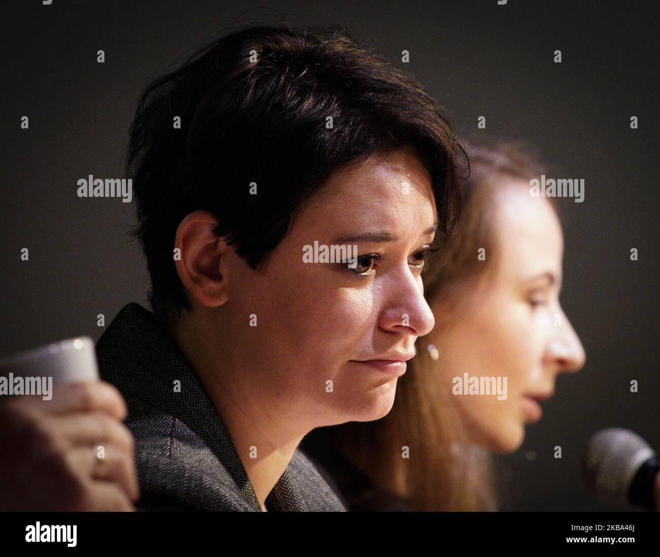 La députée de gauche Anna-Maria Zukowska est vue lors d'une réunion du parti de gauche nouvellement formé à Varsovie, en Pologne, sur 4 novembre 2019. Les élections législatives de 2019 ont donné une nouvelle vie aux partis de gauche. Une coalition de partis de gauche a remporté près de 13 pour cent des voix, formant la troisième plus grande représentation au Parlement. (Photo de Jaap Arriens/NurPhoto) Banque D'Images