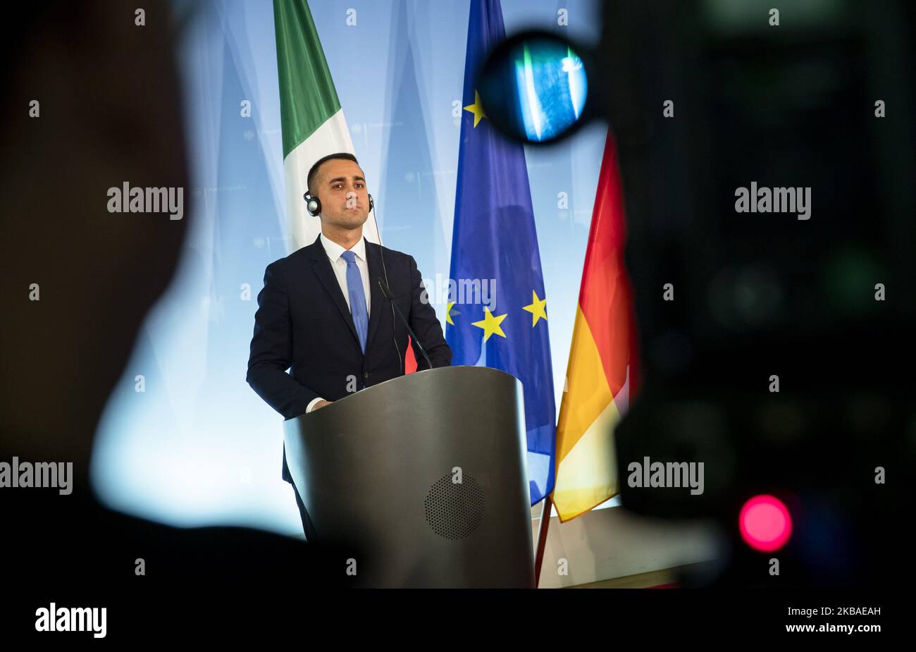 Le ministre italien des Affaires étrangères Luigi Di Maio est photographié lors d'une conférence de presse après des entretiens au ministère des Affaires étrangères de Berlin, en Allemagne, sur 9 novembre 2019. (Photo par Emmanuele Contini/NurPhoto) Banque D'Images