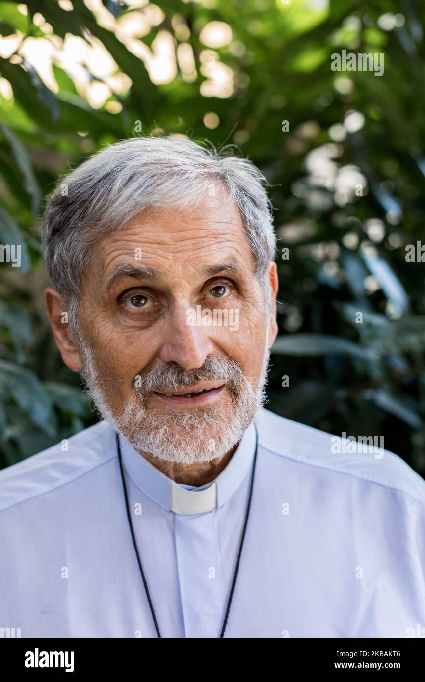 Cayenne, France, 8 juillet 2019. Portrait de Mgr Emmanuel Lafont, évêque de Cayenne. Il a été l'initiateur de la réunion pré-synodale des peuples autochtones de Guyane française. L'objectif de cette assemblée est d'écouter les peuples autochtones et toutes les communautés vivant en Amazonie afin de connaître leurs défis, leurs espoirs et leurs propositions de vie. (Photo par Emeric Fohlen/NurPhoto) Banque D'Images