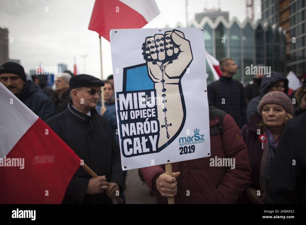 Cette année, le logo marchs vu pendant la marche de l'indépendance à Varsovie le 11 novembre 2019. (Photo de Maciej Luczniewski/NurPhoto) Banque D'Images