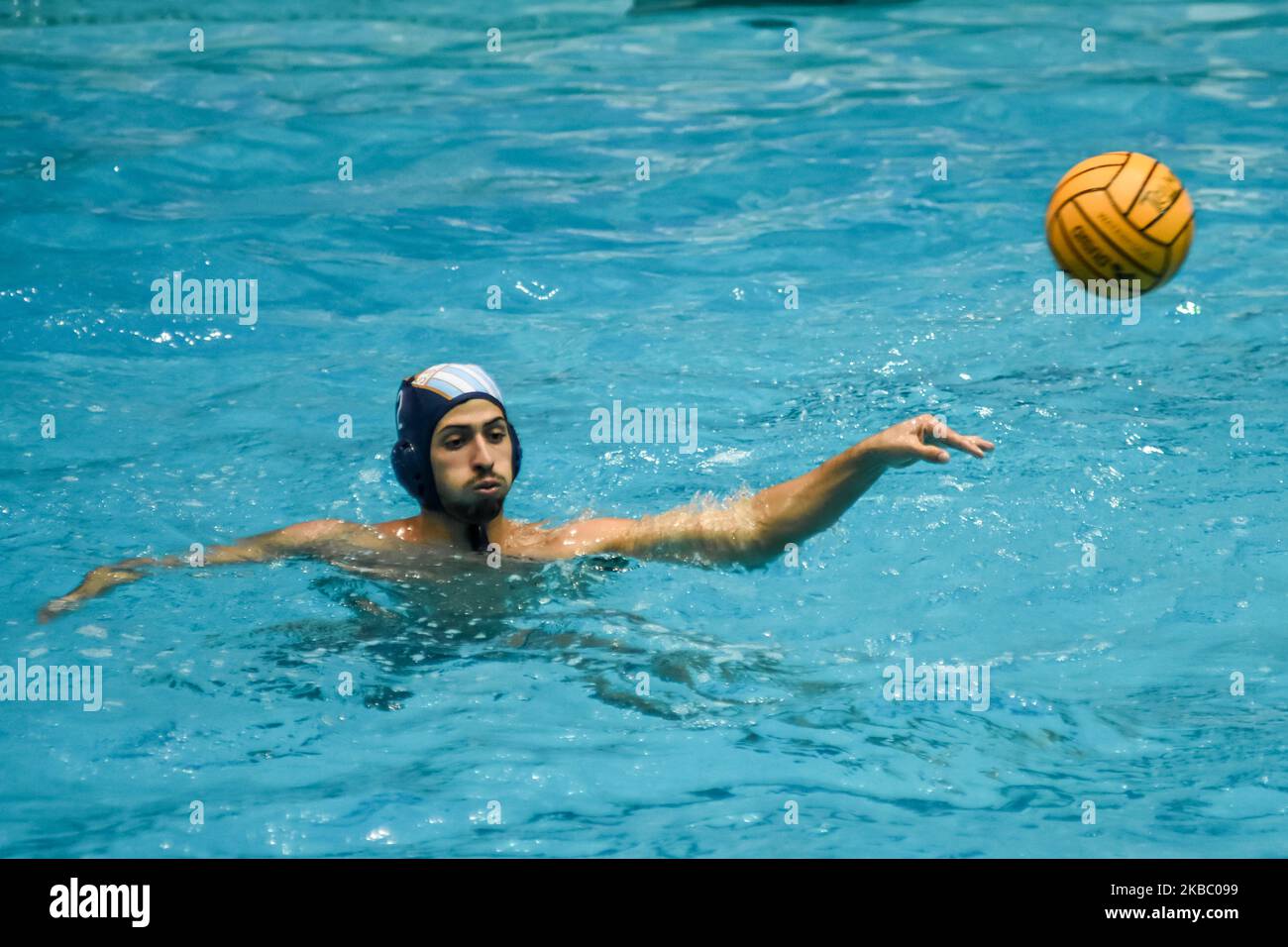 Marco Ferrante pendant le match des hommes de la série A1 water polo championnat entre Telimar Palerme et SS Lazio Nuoto à la piscine olympique municipale sur 30 novembre 2019 à Palerme, Italie. (Photo de Francesco Militello Mirto/NurPhoto) Banque D'Images