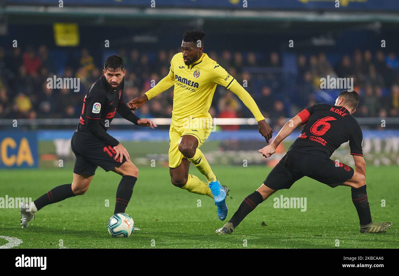 Andre Frank Zambo Anguissa de Villarreal et Felipe Augusto de Almeida Monteiro d'Atletico de Madrid pendant le match de la Liga Santander entre Villarreal et Atletico de Madrid à l'Estadio de la Ceramica sur 6 décembre 2019 à Vila-Real, Espagne (photo de Maria José Segovia/NurPhoto) Banque D'Images