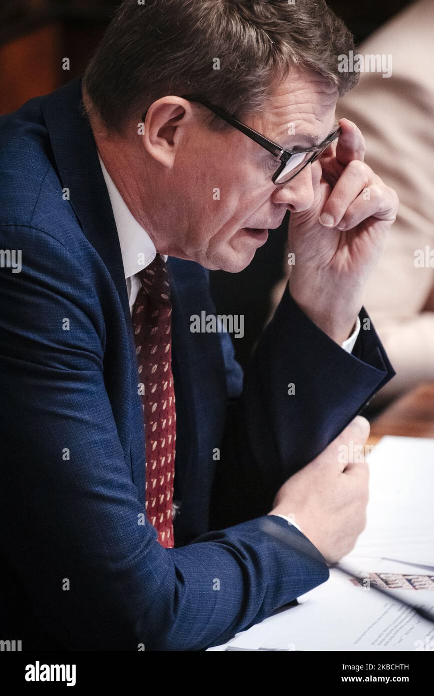 Président du Parlement finlandais Matti Vanhanen lors d'une session du Parlement finlandais à Helsinki (Finlande) sur le 10 décembre 2019. (Photo par Antti Yrjonen/NurPhoto) Banque D'Images