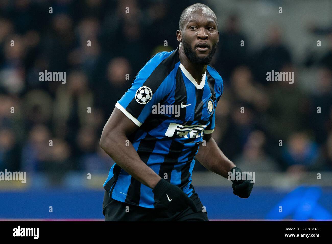 Romelu Lukaku du FC Internazionale Milano lors du match de groupe de la Ligue des champions de l'UEFA 2019/2020 entre le FC Internazionale Milan et le FC Barcelone au Stadio Giuseppe Meazza San Sito le 10 décembre 2019 à Milan, en Italie. (Photo de Danilo Di Giovanni/NurPhoto) Banque D'Images