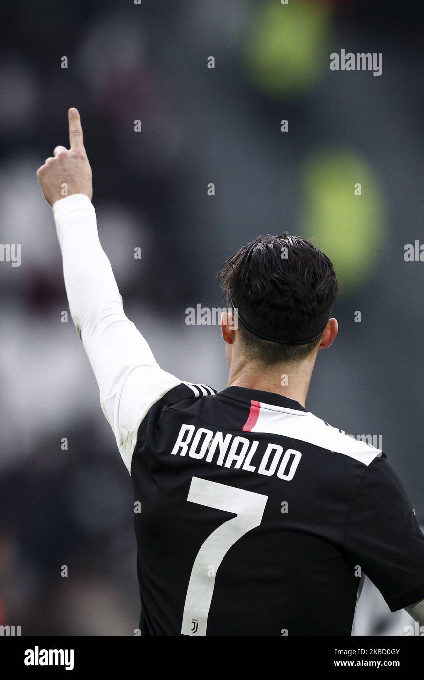 Juventus en avant Cristiano Ronaldo (7) célèbre après avoir marquant son but du faire 2-0 lors de la série Un match de football n.16 JUVENTUS - UDINESE sur 15 décembre 2019 au stade Allianz à Turin, Piémont, Italie. (Photo de Matteo Bottanelli/NurPhoto) Banque D'Images