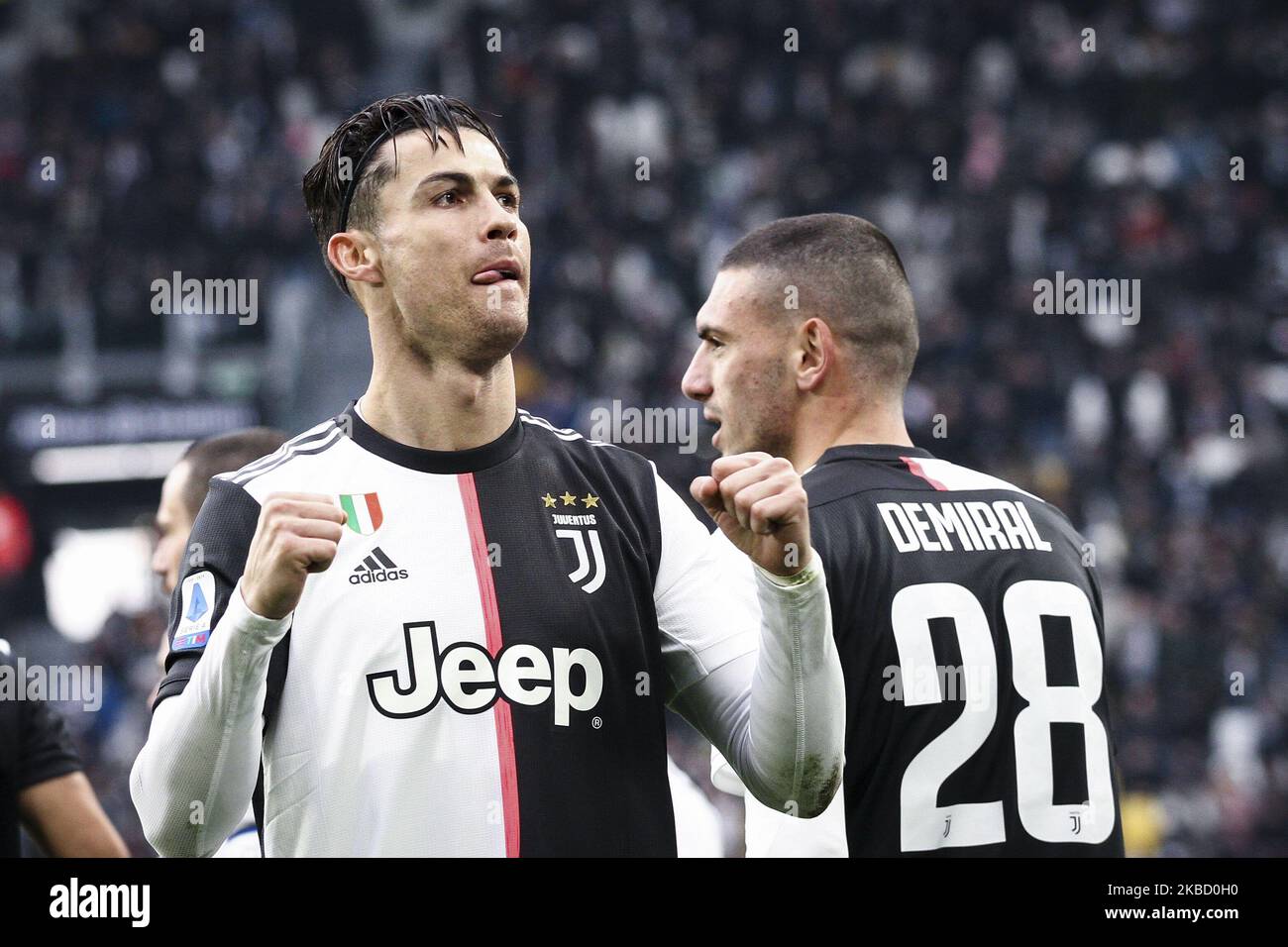 Juventus en avant Cristiano Ronaldo (7) célèbre après avoir marquant son but du faire 1-0 lors de la série Un match de football n.16 JUVENTUS - UDINESE sur 15 décembre 2019 au stade Allianz à Turin, Piémont, Italie. (Photo de Matteo Bottanelli/NurPhoto) Banque D'Images