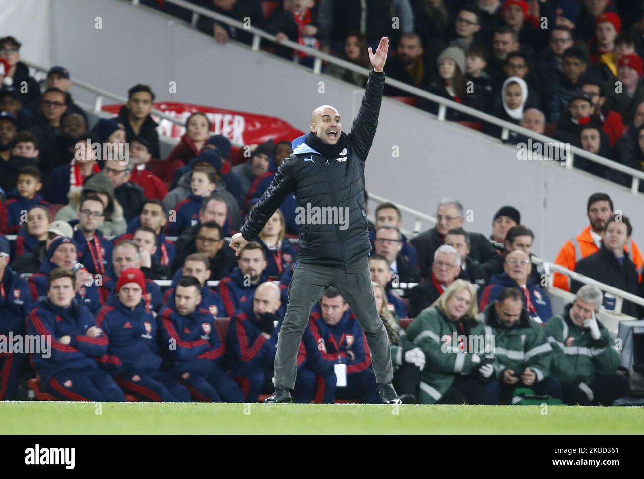 Manchester City Manager PEP Guardiola lors de la première ligue anglaise entre Arsenal et Manchester City au stade Emirates, Londres, Angleterre, le 15 décembre 2019. (Photo par action Foto Sport/NurPhoto) Banque D'Images