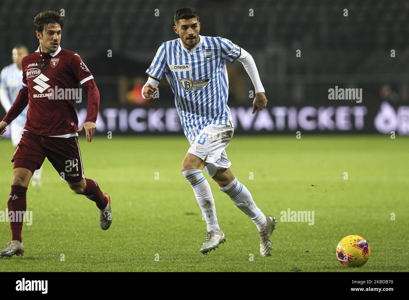 Mattia Valoti de S.P.A.L. pendant la série Un match de football entre le FC de Turin et le S.P.A.L. au stade olympique Grande Torino sur 21 décembre 2019 à Turin, en Italie. Torino perd 1-2 contre S.P..A.L. (Photo par Massimiliano Ferraro/NurPhoto) Banque D'Images