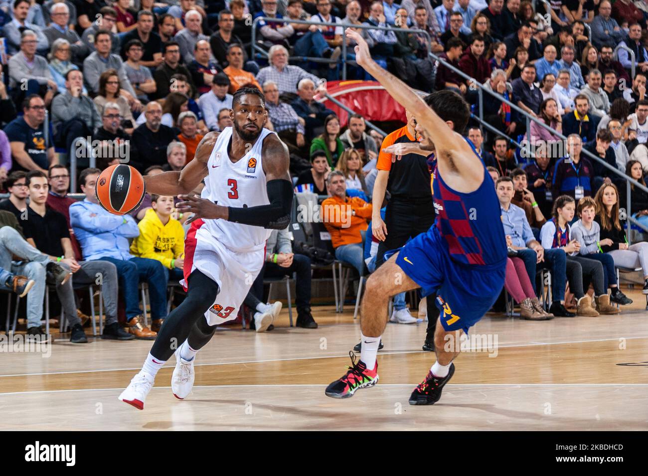 Brandon Paul lors du match entre le FC Barcelone et l'Olympiakos, correspondant à la semaine 16 de l'Euroligue, a joué au Palau Blaugrana, le 27th décembre 2019, à Barcelone, Espagne. (Photo par Urbanandsport/NurPhoto) Banque D'Images