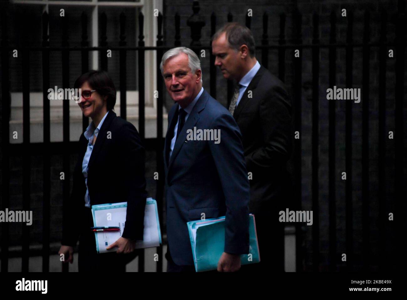 Le négociateur en chef du Brexit de l'UE Michel Barnier arrive au 10 Downing Street, dans le centre de Londres, sur 8 janvier 2020. (Photo par Alberto Pezzali/NurPhoto) Banque D'Images