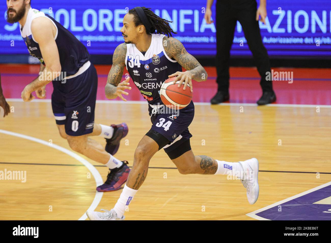 David Moss pendant l'Italie Lega Panier de série Un match entre Grissin bon Reggio Emilia et Germani Panier Brescia à PalaBigi sur 11 janvier 2020 à Reggio Emilia, Italie. (Photo par Emmanuele Ciancaglini/NurPhoto) Banque D'Images