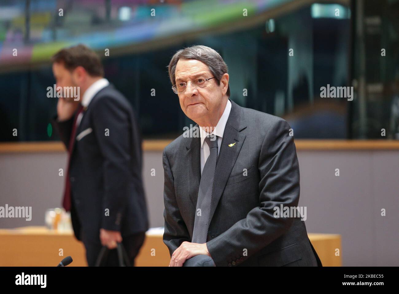 Nicos Anastasiades Président de Chypre, pays insulaire de la Méditerranée. Le président chypriote grec tel qu'il a été vu dans la table ronde entre les autres présidents et premiers ministres lors de la deuxième journée du Conseil européen - Sommet DE L'EURO - réunion des dirigeants de l'UE, au siège de l'Union européenne sur l'13 décembre 2019 à Bruxelles, Belgique. (Photo de Nicolas Economou/NurPhoto) Banque D'Images