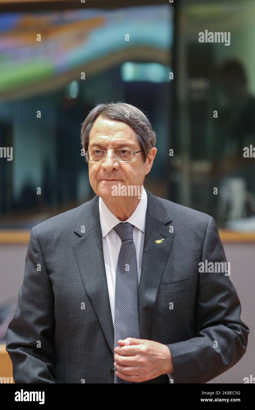 Nicos Anastasiades Président de Chypre, pays insulaire de la Méditerranée. Le président chypriote grec tel qu'il a été vu dans la table ronde entre les autres présidents et premiers ministres lors de la deuxième journée du Conseil européen - Sommet DE L'EURO - réunion des dirigeants de l'UE, au siège de l'Union européenne sur l'13 décembre 2019 à Bruxelles, Belgique. (Photo de Nicolas Economou/NurPhoto) Banque D'Images
