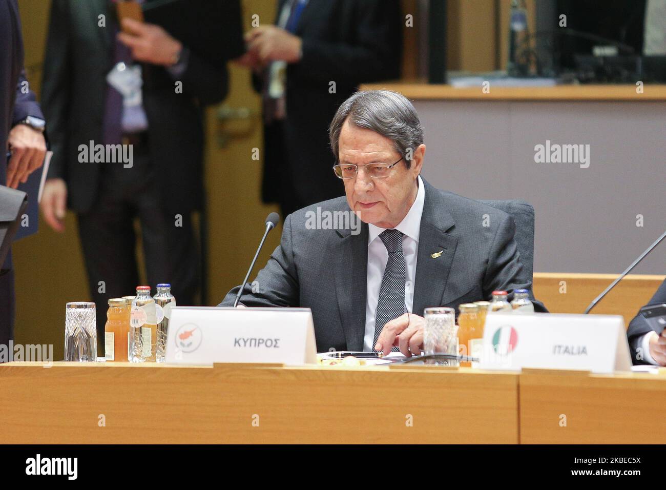 Nicos Anastasiades Président de Chypre, pays insulaire de la Méditerranée. Le président chypriote grec tel qu'il a été vu dans la table ronde entre les autres présidents et premiers ministres lors de la deuxième journée du Conseil européen - Sommet DE L'EURO - réunion des dirigeants de l'UE, au siège de l'Union européenne sur l'13 décembre 2019 à Bruxelles, Belgique. (Photo de Nicolas Economou/NurPhoto) Banque D'Images