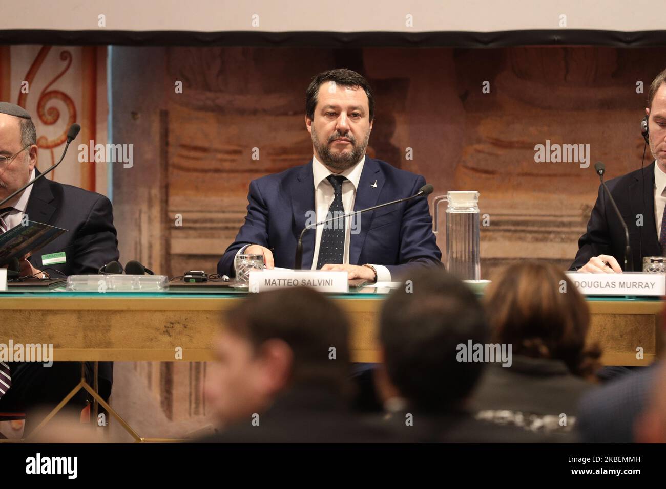 Le sénateur italien et le leader du parti politique Lega Matteo Salvini ont prononcé un discours lors de la conférence sur les nouvelles formes d'antisémitisme à Sala Zuccari, Sénat, Rome, Italie, le 16 janvier 2020. (Photo par Andrea Pirri/NurPhoto) Banque D'Images