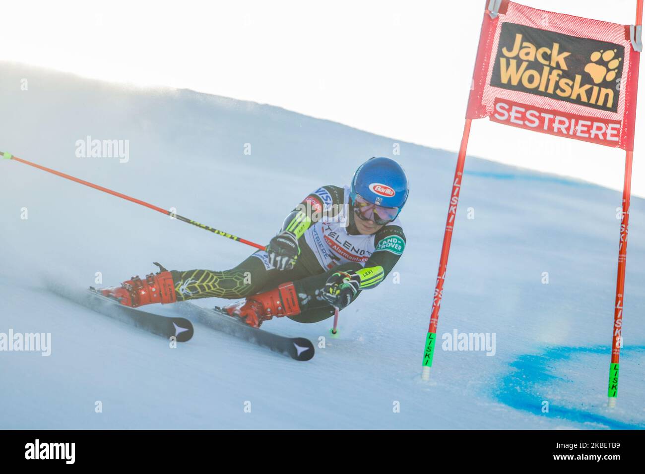 Mikaela Shiffrin (Etats-Unis) participe à la compétition de slalom géant féminin de la coupe du monde de ski alpin Audi FIS sur 17 janvier 2020 en Sestriere Italie. (Photo de Mauro Ujetto/NurPhoto) Banque D'Images