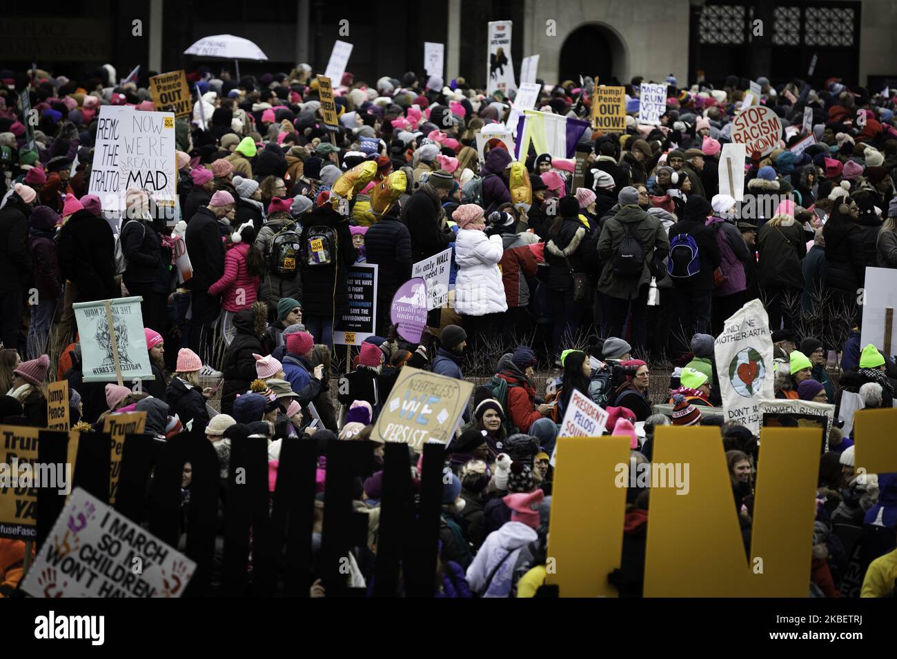 Les gens participent à la Marche des femmes samedi, 18 janvier 2020, à Washington (photo d'Aurora Samperio/NurPhoto) Banque D'Images