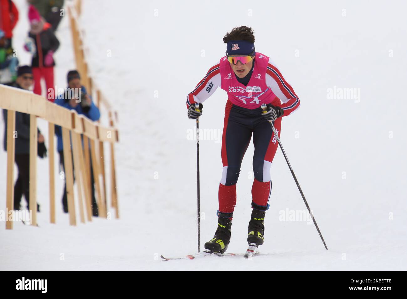 KOCH sera des Etats-Unis en compétition dans la qualification libre de cross-country pour hommes le 9. Jour des Jeux Olympiques de la Jeunesse d'hiver Lausanne 2020 à Vallée de Joux Centre de cross-country, Suisse sur 18 janvier 2020. (Photo par Dominika Zarzycka/NurPhoto) Banque D'Images