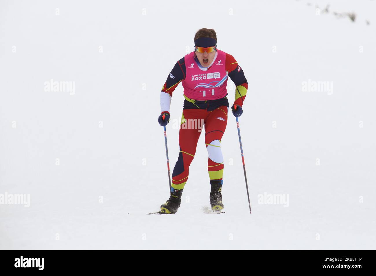 SOBICZEWSKI Piotr, de Pologne, participe à la qualification libre de cross-country pour hommes le 9. Jour des Jeux Olympiques de la Jeunesse d'hiver Lausanne 2020 à Vallée de Joux Cross-Country Centre, Suisse sur 18 janvier 2020. (Photo par Dominika Zarzycka/NurPhoto) Banque D'Images