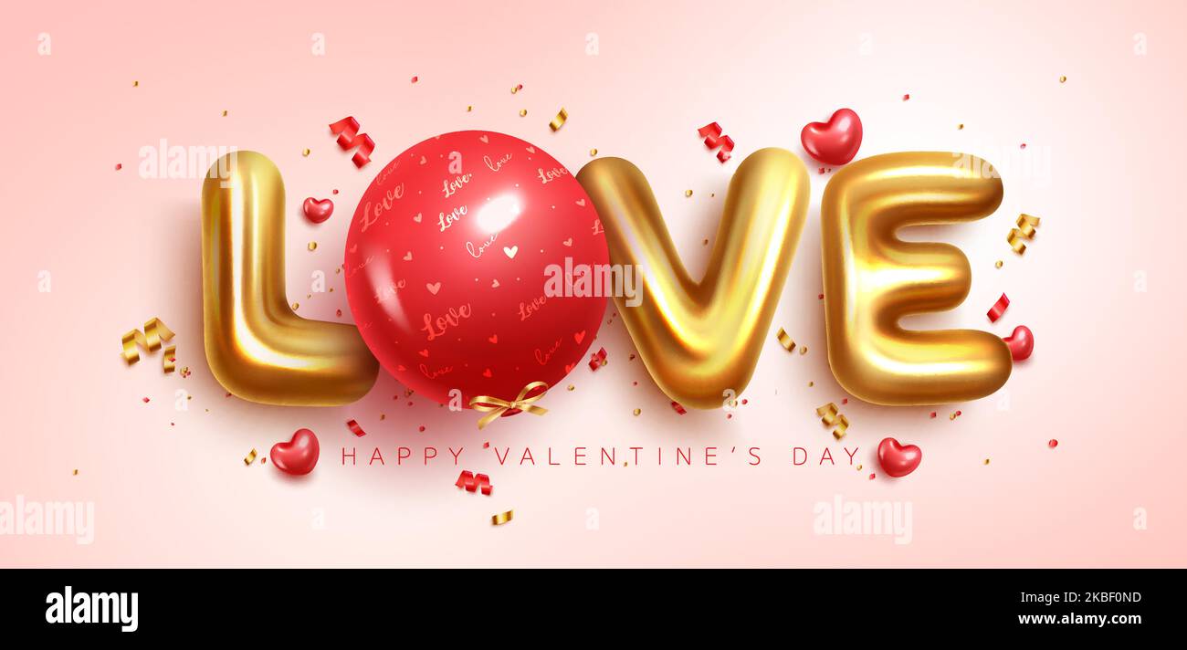 Love 3D texte ballon vector design. Saint-Valentin amour ballons éléments décoration pour la décoration de fond de Valentin. Illustration vectorielle. Illustration de Vecteur