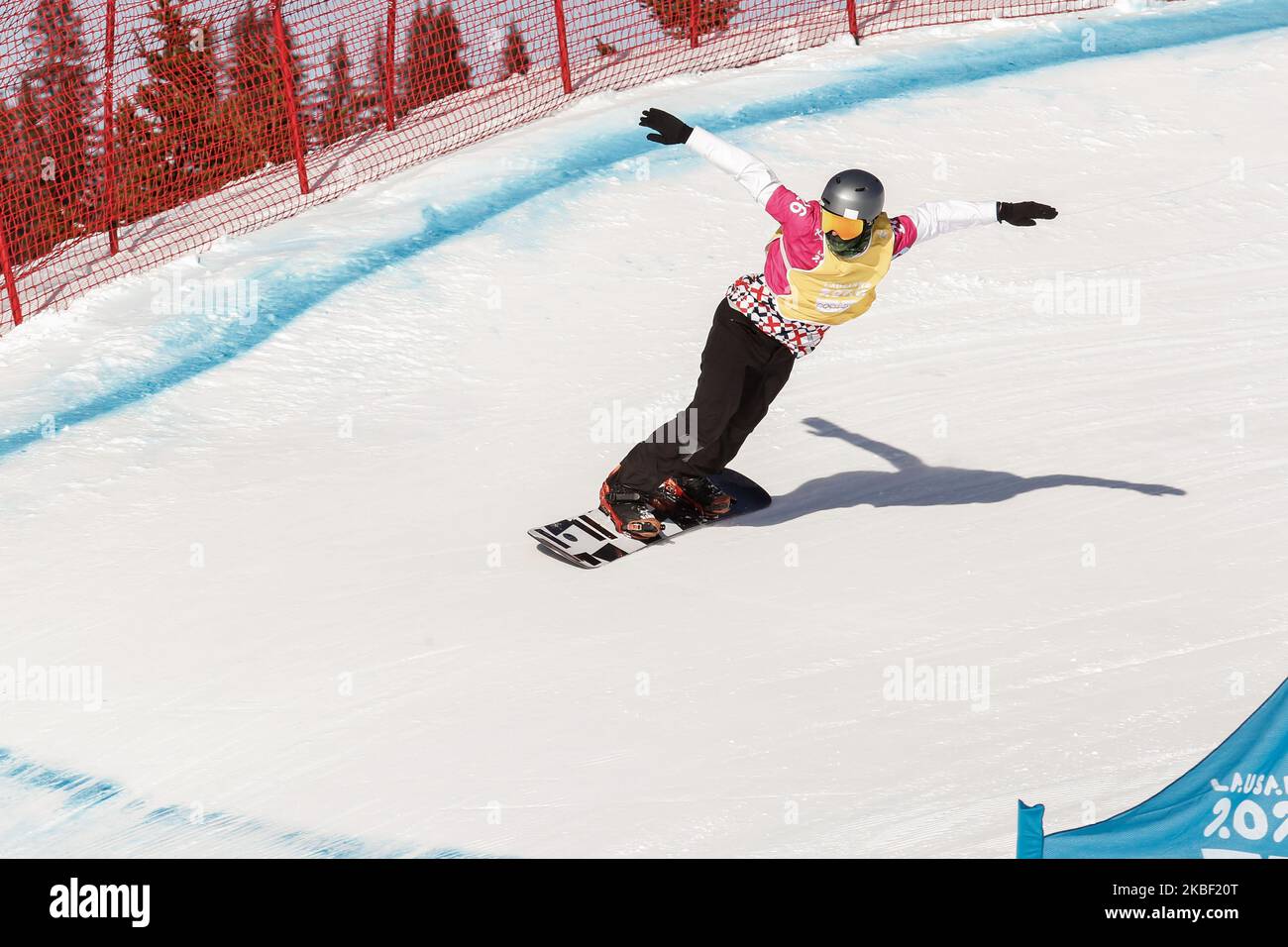 SMERAK Matous, de République tchèque, participe à la qualification croisée hommes-snowboard le 11. Journée des Jeux Olympiques de la Jeunesse d'hiver Lausanne 2020 à Villars Winter Park, Suisse sur 20 janvier 2020. (Photo par Dominika Zarzycka/NurPhoto) Banque D'Images