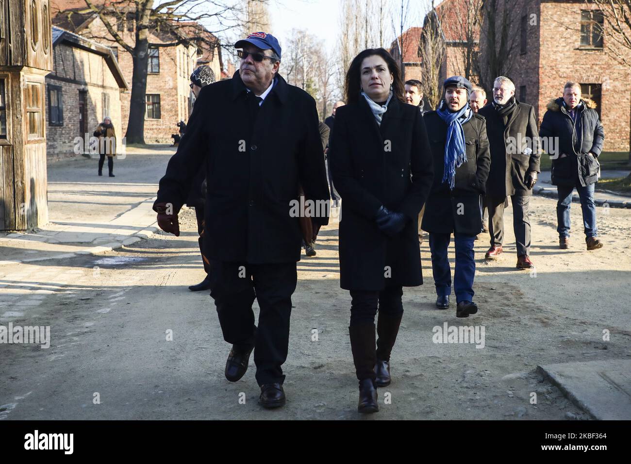 Judit Varga, ministre hongrois de la Justice, assiste à la visite d'une délégation de l'Association juive européenne (EJA) au camp de concentration d'Auschwitz sur 21 janvier 2020, à Oswiecim, en Pologne. Des parlementaires et des ministres de l'éducation de toute l'Europe se sont réunis lors de l'événement "délégation de l'EJA à Auschwitz 2020" pour marquer le prochain anniversaire de la libération de l'ancien camp de concentration allemand nazi en 75th. (Photo de Beata Zawrzel/NurPhoto) Banque D'Images