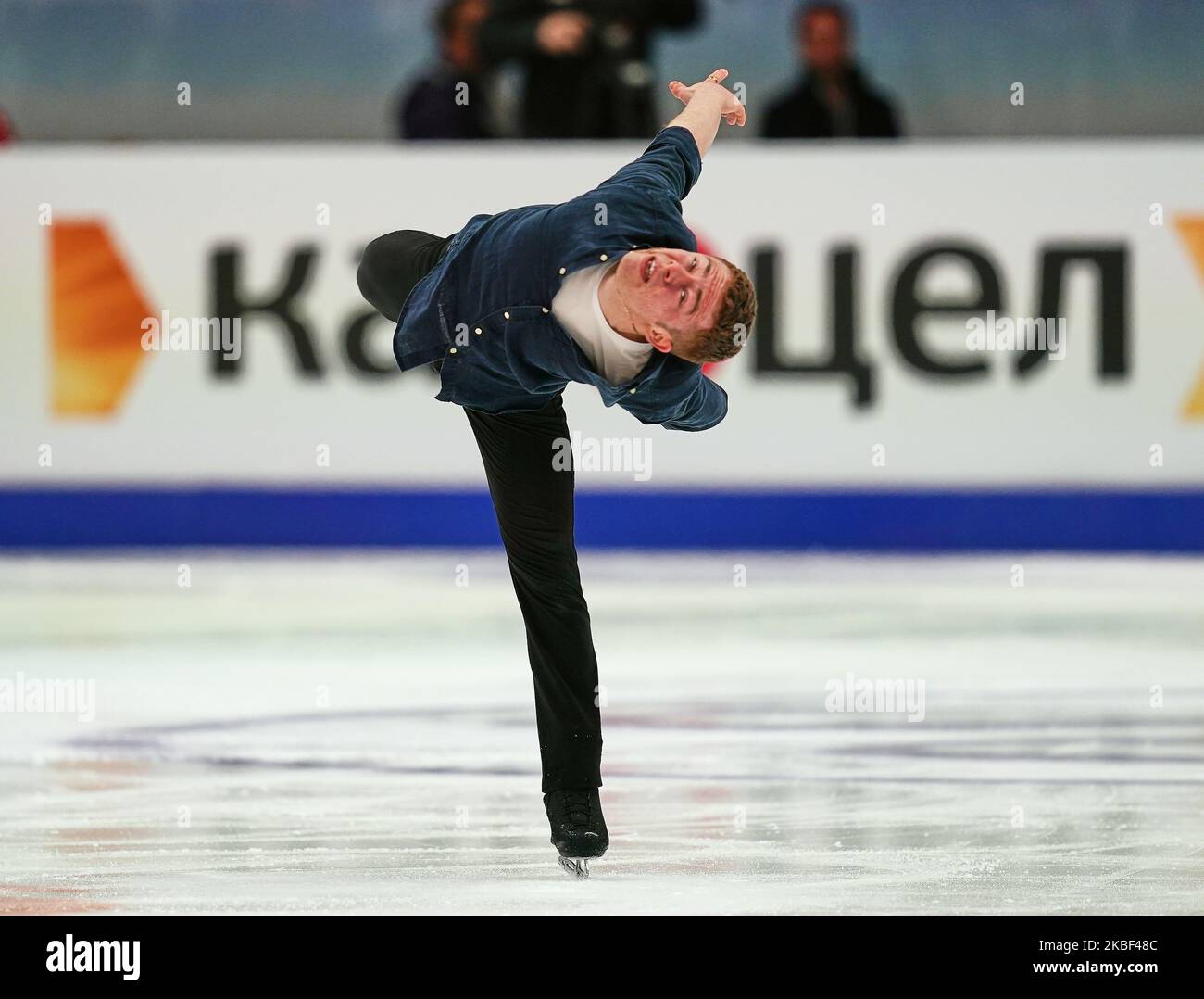 Peter James Hallam, de Grande-Bretagne pendant le programme court pour les hommes aux Championnats européens de patinage artistique de l'UIP à Steiermarkhalle, Graz, Autriche sur 22 janvier 2020. (Photo par Ulrik Pedersen/NurPhoto) Banque D'Images