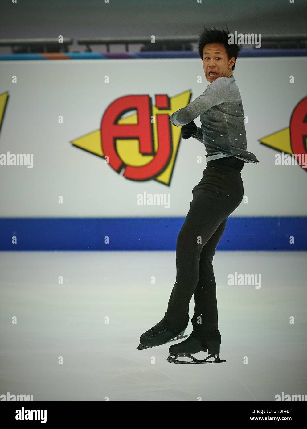 Adam Siao HIM Fa de France pendant le programme court pour les hommes aux Championnats européens de patinage artistique de l'UIP à Steiermarkhalle, Graz, Autriche sur 22 janvier 2020. (Photo par Ulrik Pedersen/NurPhoto) Banque D'Images