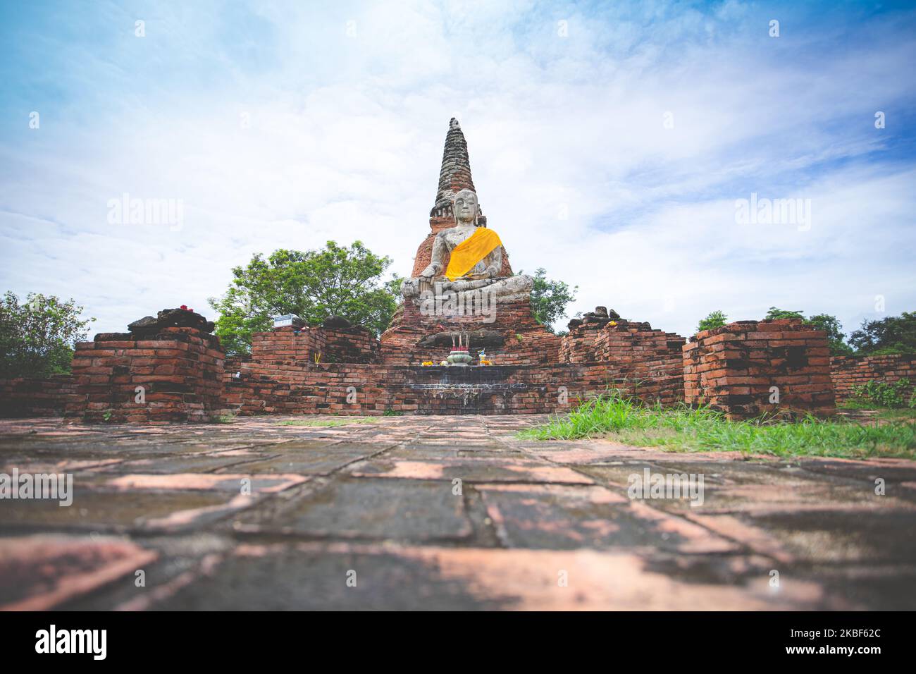 Magnifique paysage à Wat Lokayasutharam, Ayutthaya, Thaïlande. Un site d'Ayutthaya, site classé au patrimoine mondial de l'UNESCO. Banque D'Images