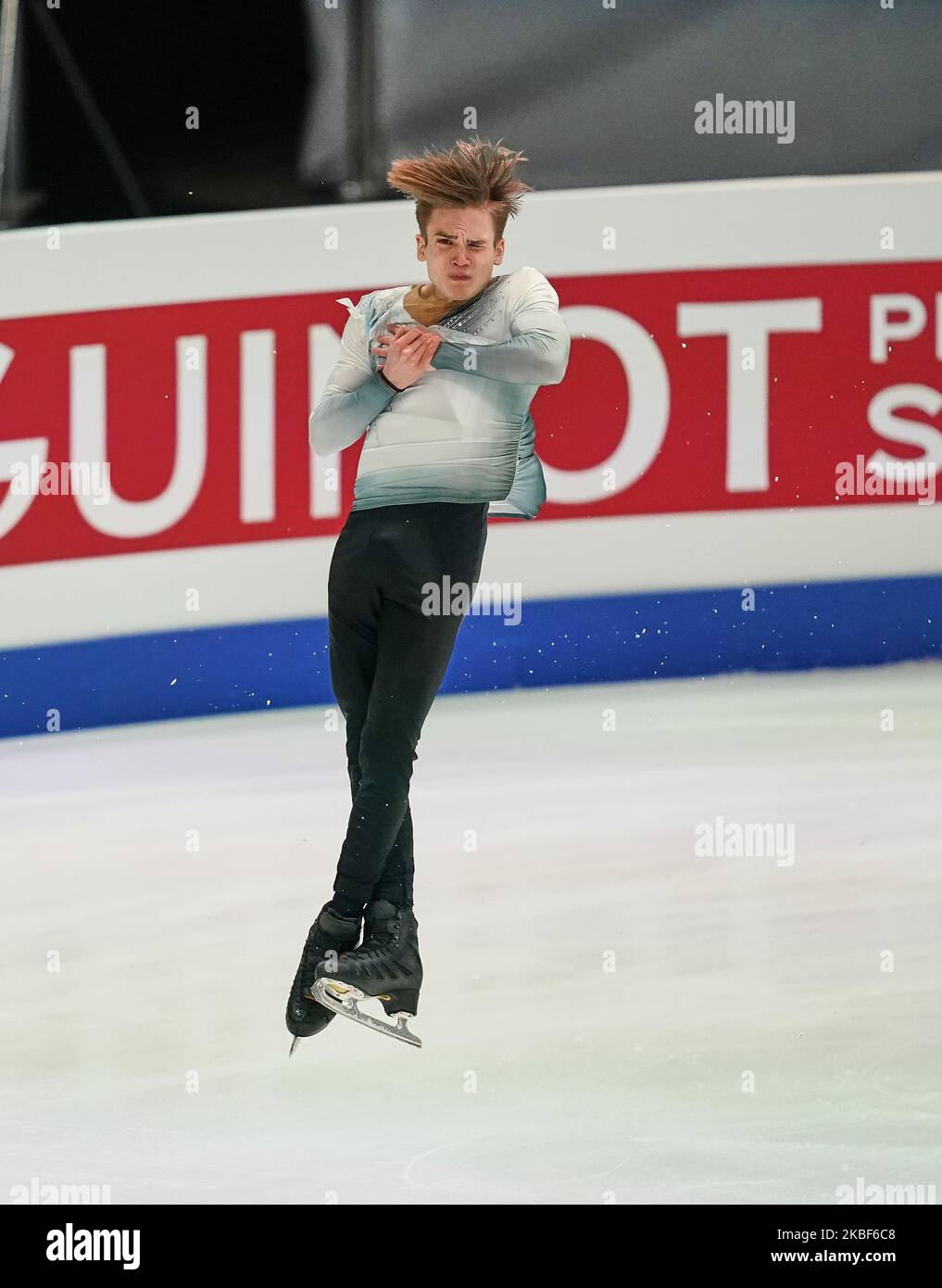 Vladimir Litvintsev, de l'Azerbaïdjan, pendant le patinage libre des hommes aux Championnats européens de patinage artistique de l'UIP à Steiermarkhalle, Graz, Autriche sur 23 janvier 2020. (Photo par Ulrik Pedersen/NurPhoto) Banque D'Images