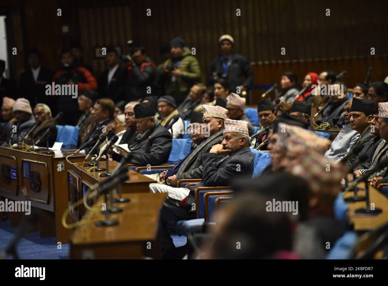 Le Premier ministre KP Sharma Oli assiste à la réunion du Parlement fédéral à Katmandou, au Népal, dimanche, à 26 janvier 2020. (Photo de Narayan Maharajan/NurPhoto) Banque D'Images