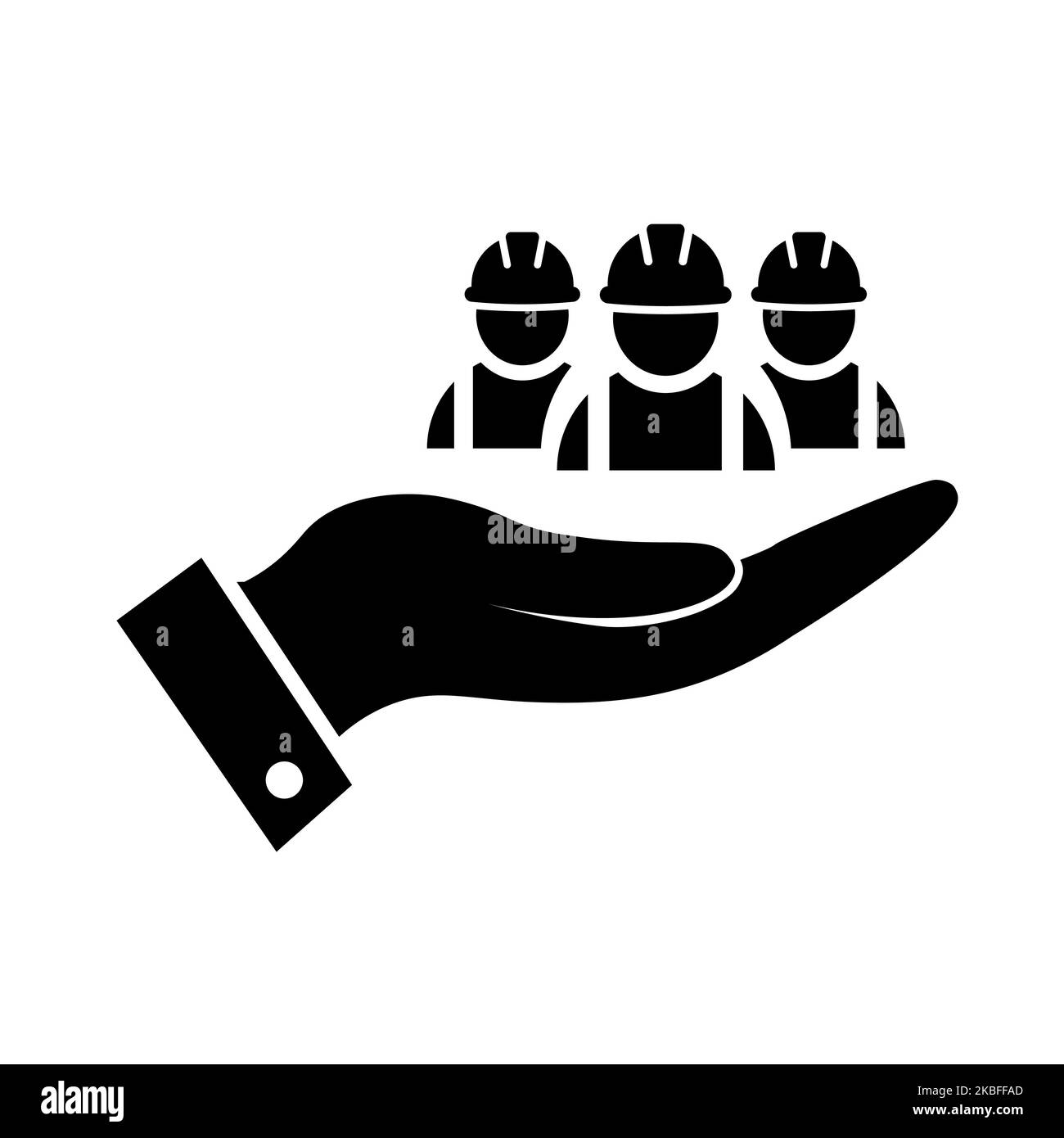 Icône noire pour les ouvriers de la construction en main. Fête du travail Illustration de Vecteur