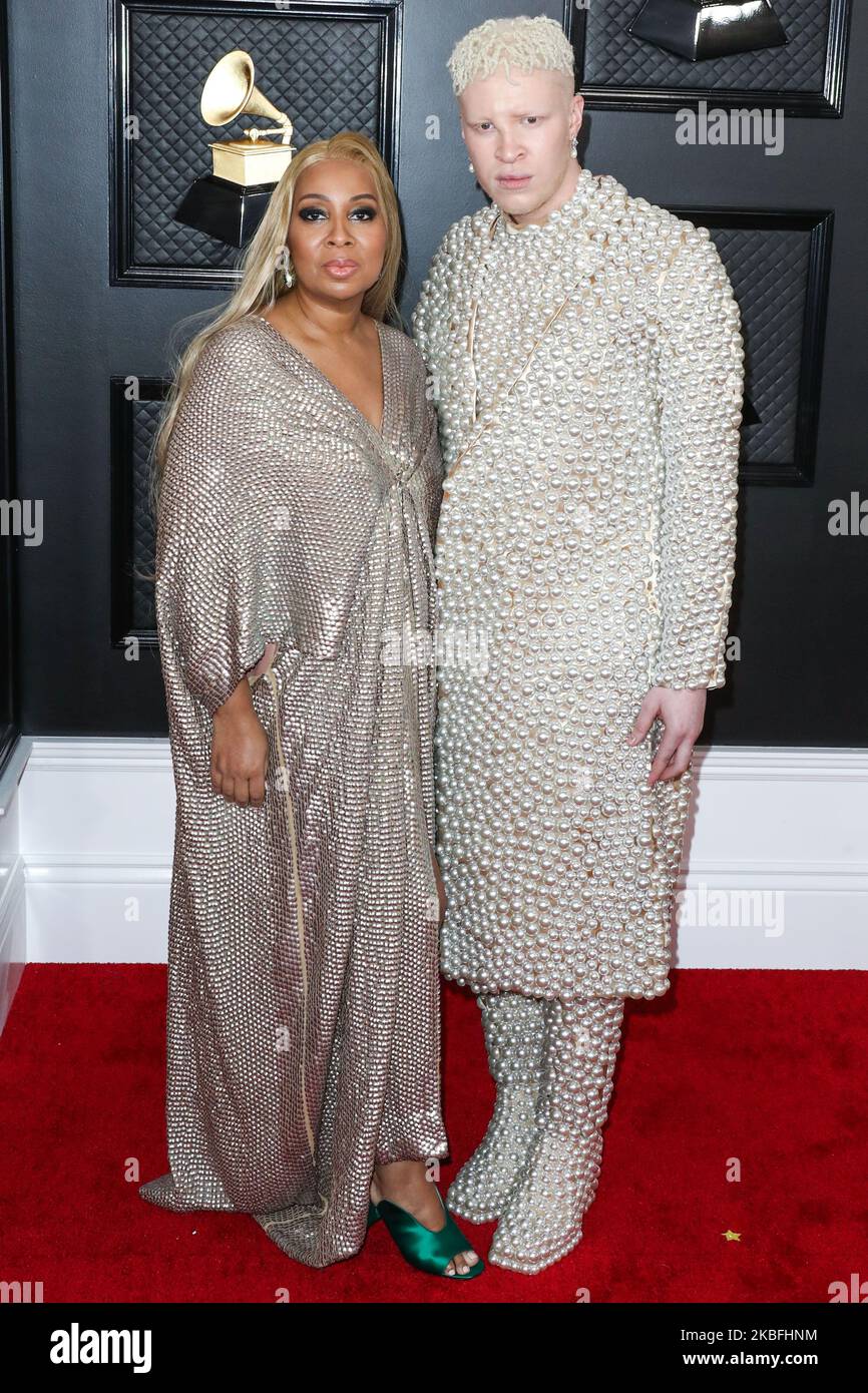 LOS ANGELES, CALIFORNIE, États-Unis - JANVIER 26 : Geraldine Ross et Shaun Ross arrivent aux GRAMMY Awards annuels 62nd qui se tiennent au Staples Center sur 26 janvier 2020 à Los Angeles, Californie, États-Unis. (Photo par Xavier Collin/image Press Agency/NurPhoto) Banque D'Images