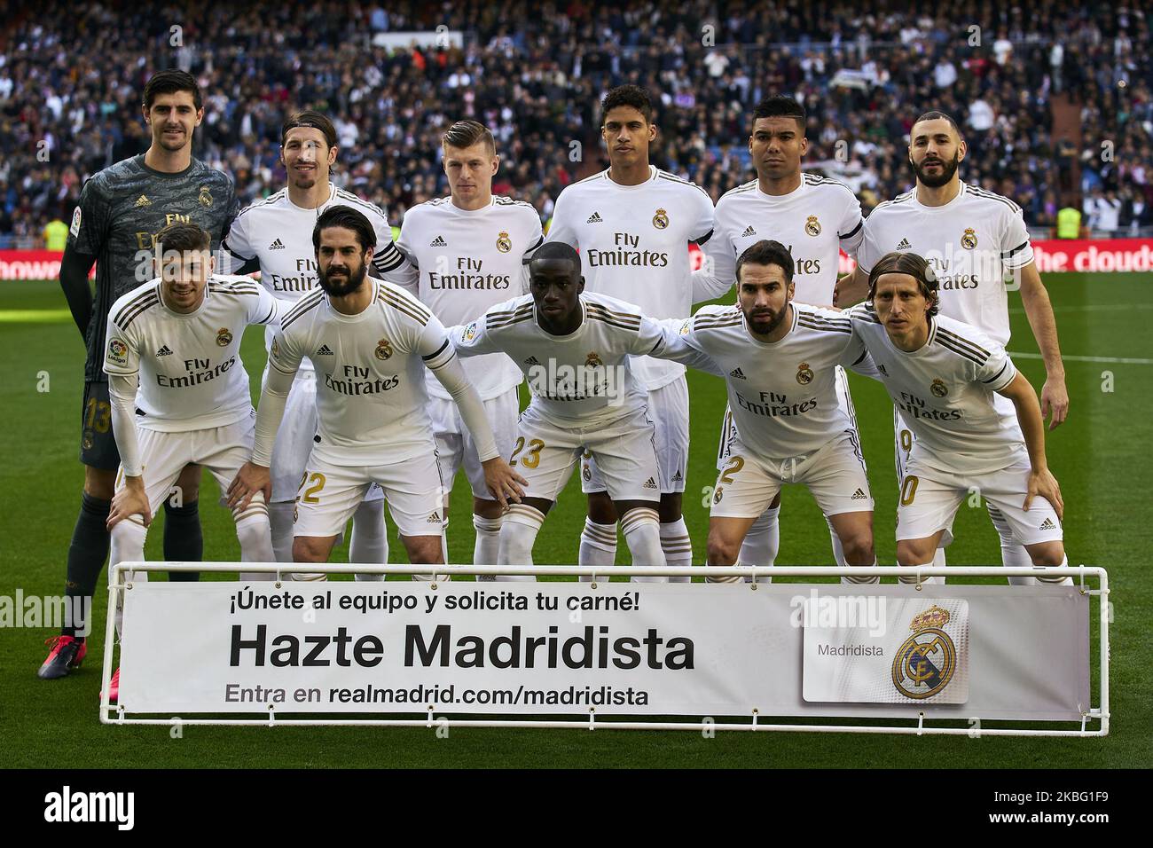 Photo de l'équipe du Real Madrid pendant le match de la Liga entre le Real Madrid et l'Atletico de Madrid au stade Santiago Bernabeu de Madrid, Espagne. (Photo de A. Ware/NurPhoto) Banque D'Images