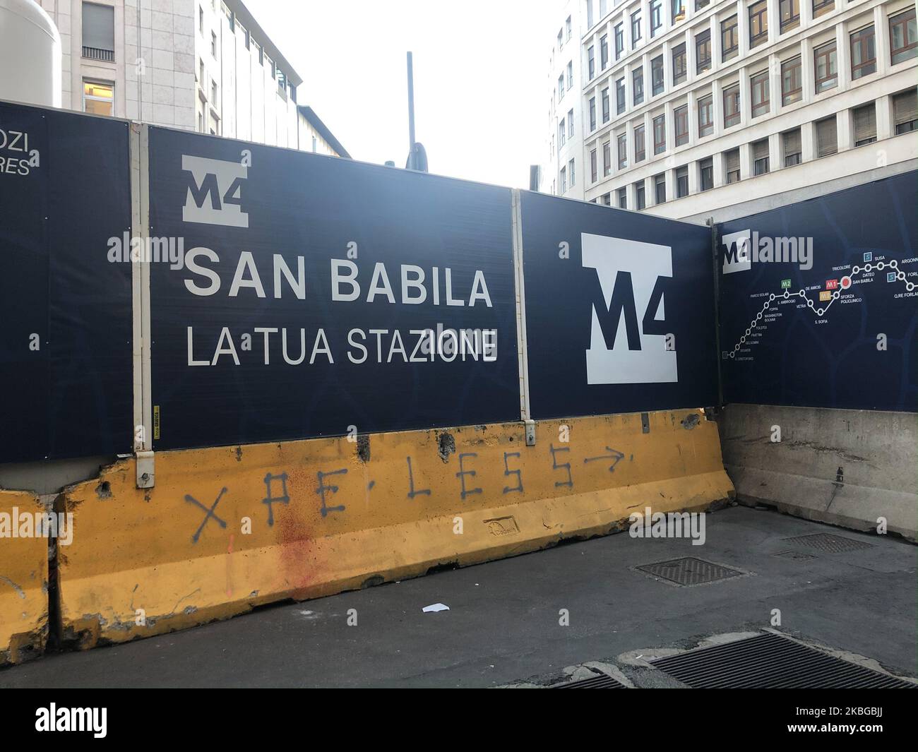 Vue générale des travaux en cours sur la nouvelle ligne de métro 4 à Milan, en Italie, sur 6 février 2020. (Photo par Mairo Cinquetti/NurPhoto) Banque D'Images