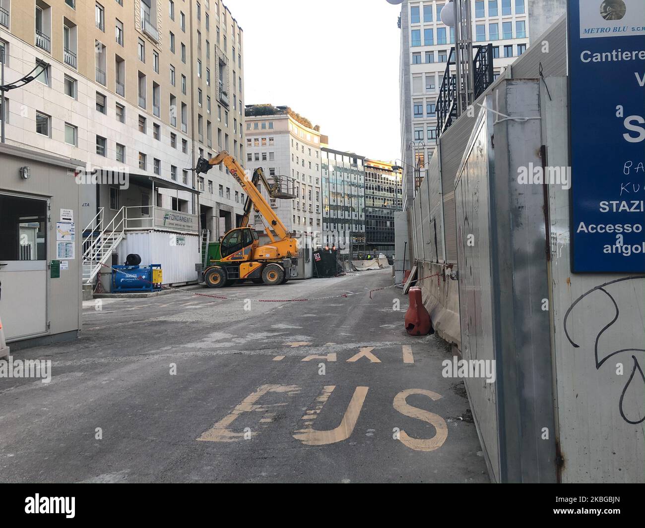 Vue générale des travaux en cours sur la nouvelle ligne de métro 4 à Milan, en Italie, sur 6 février 2020. (Photo par Mairo Cinquetti/NurPhoto) Banque D'Images