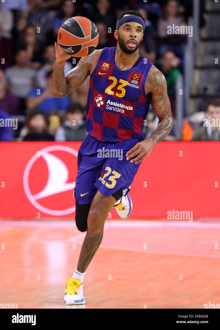 Malcolm Delaney pendant le match entre le FC Barcelone et AX Armani Exchange Olimpia Milano, correspondant à la semaine 24 de l'Eurlick, joué au Palau Blaugrana, le 07th février 2020, à Barcelone, Espagne. (Photo de Joan Valls/Urbanandsport /NurPhoto) Banque D'Images