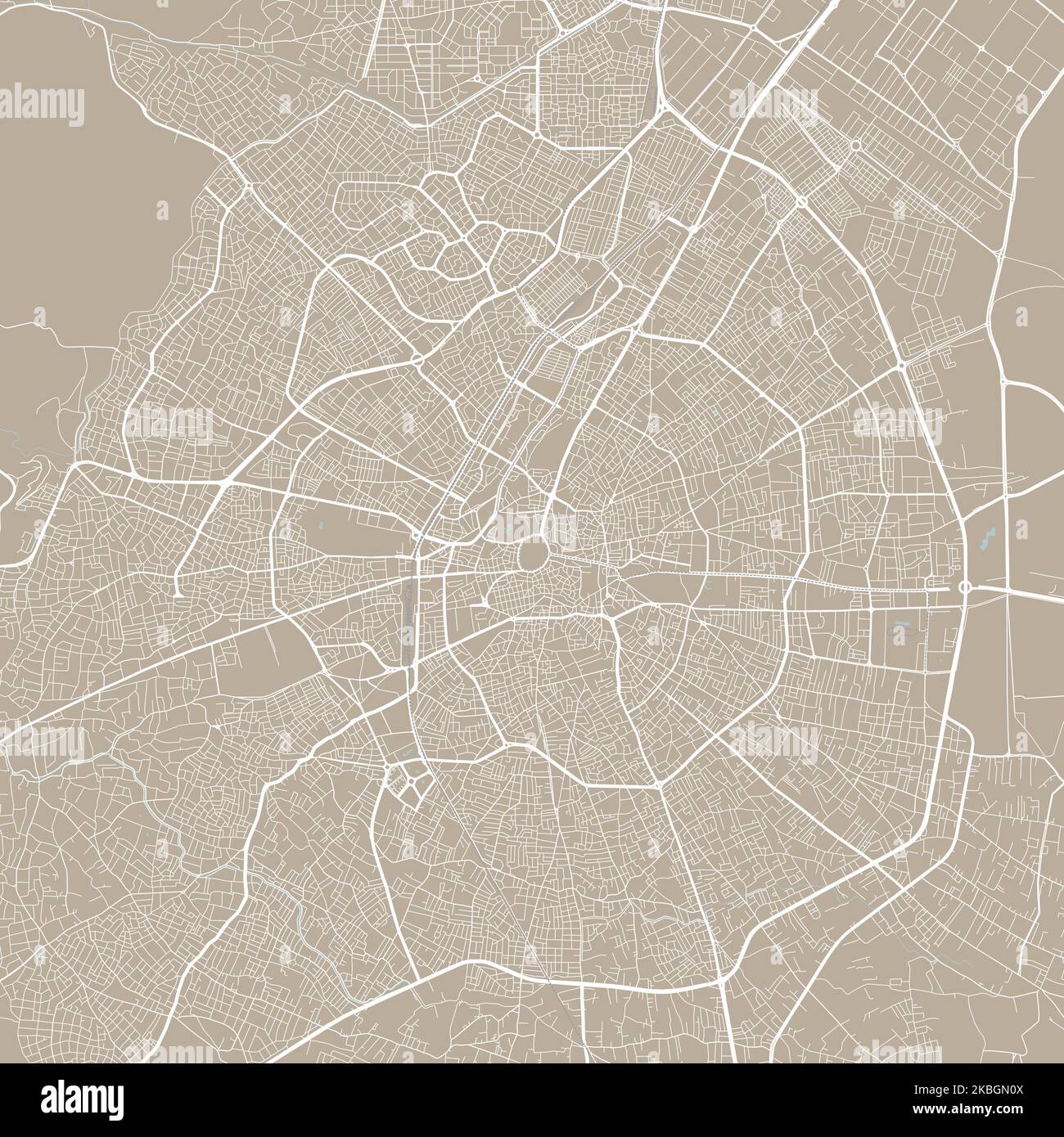 Carte vectorielle de Konya, Turquie. Illustration de l'affiche de la carte routière de la ville urbaine. Art. Carte Konya Illustration de Vecteur