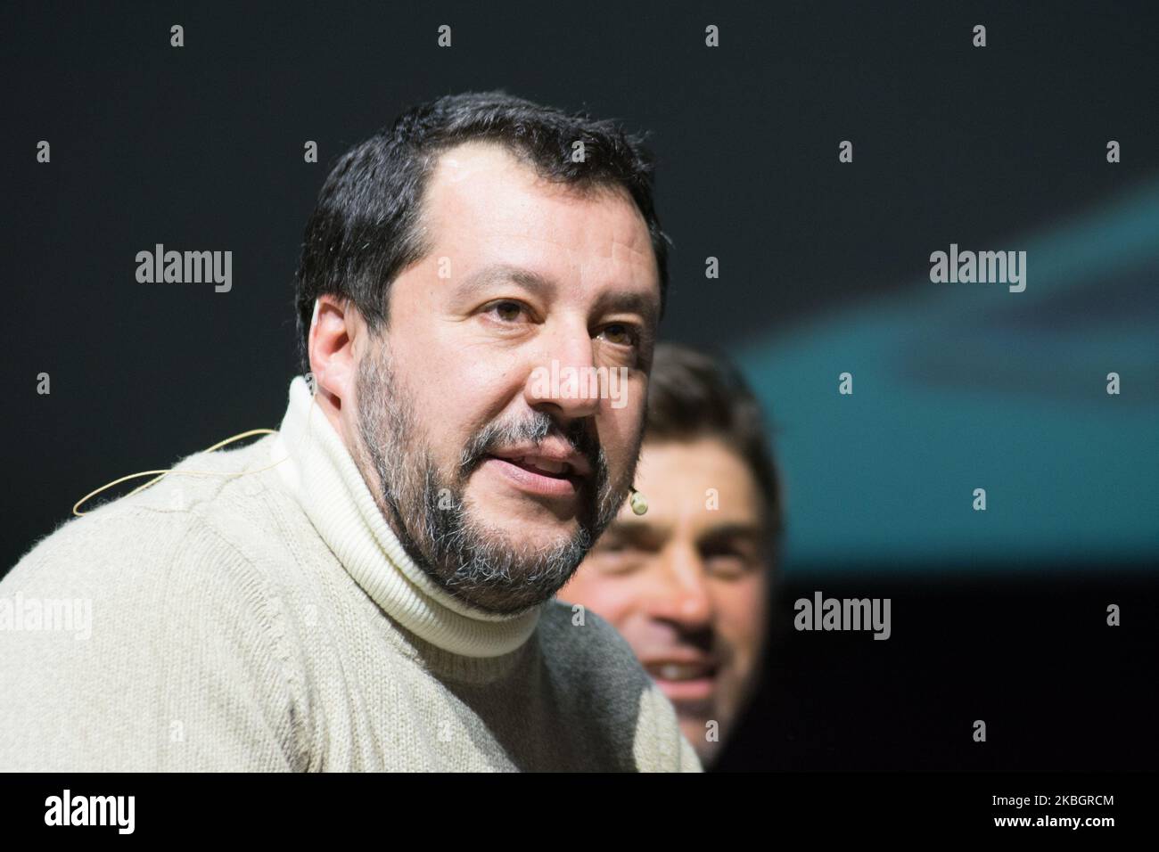 Matteo Salvini participe à la scène vénitienne du "Giro d'Italia", sera présent au Gran Teatro Geox à Padoue, en Italie, le 10 février 2020. (Photo de Massimo Bertolini/NurPhoto) Banque D'Images