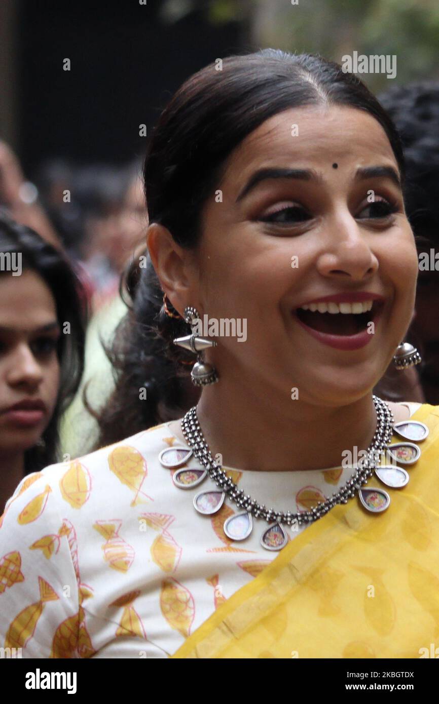 L'actrice indienne Vidya Balan arrive pour un événement promotionnel à Mumbai, Inde, le 12 février 2020. (Photo par Himanshu Bhatt/NurPhoto) Banque D'Images