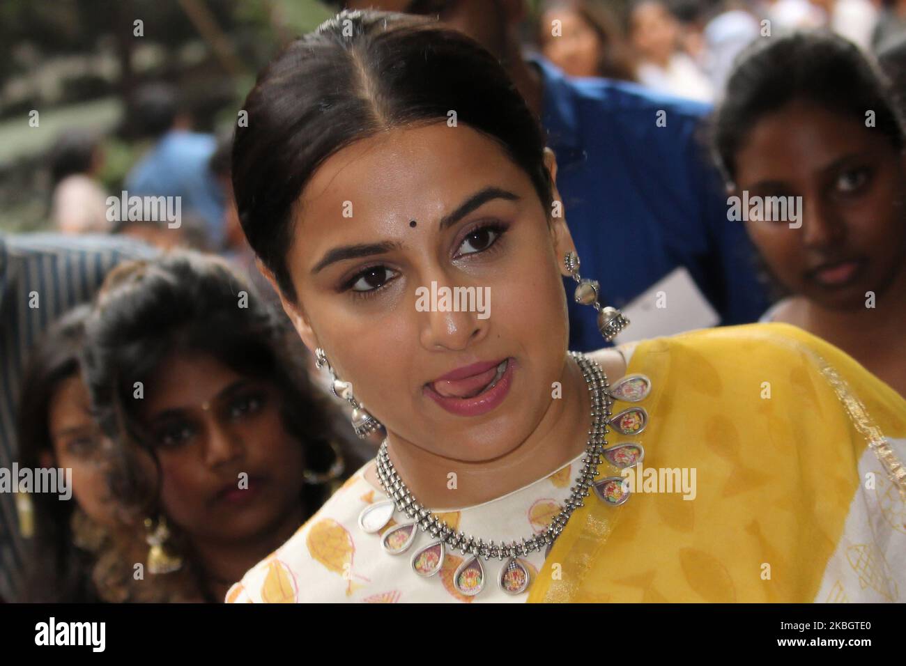 L'actrice indienne Vidya Balan arrive pour un événement promotionnel à Mumbai, Inde, le 12 février 2020. (Photo par Himanshu Bhatt/NurPhoto) Banque D'Images
