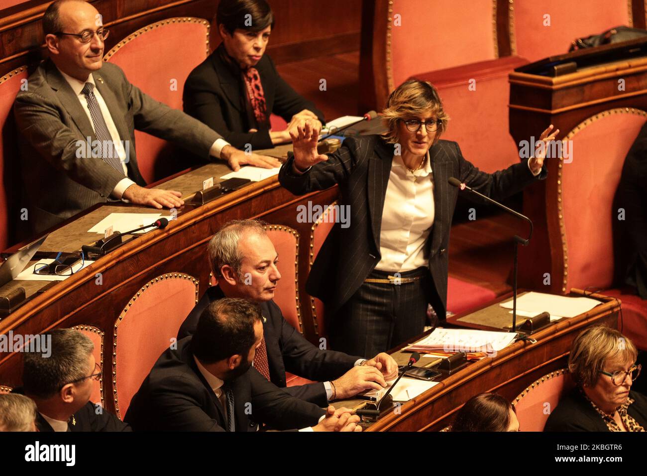 Le sénateur Giulia Bongiorno lors de sa conférence dans la salle du Sénat, à Rome, en Italie, sur 12 février 2020. (Photo par Andrea Pirri/NurPhoto) Banque D'Images