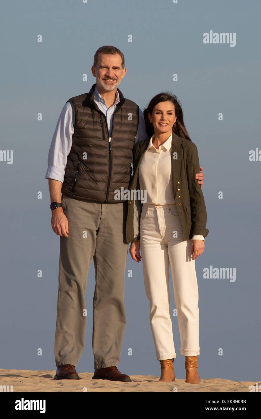 Le roi Felipe VI et la reine Letizia , lors de leur visite au parc naturel de Donana le 14 février 2020 à Almonte (Espagne)(photo de David Carbajo/NurPhoto) Banque D'Images