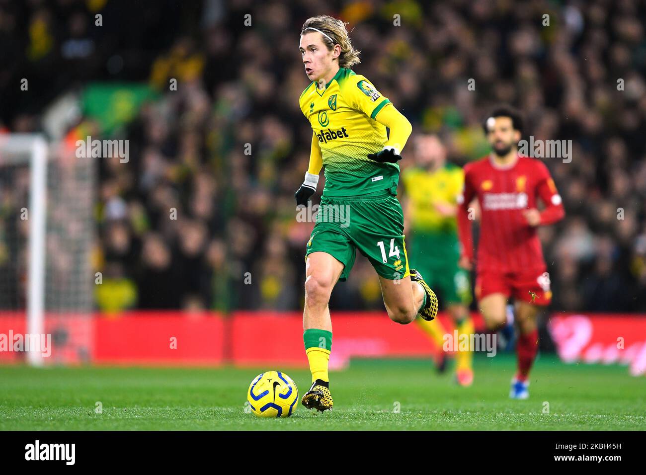 Todd Cantwell (14) de Norwich City pendant le match de la première Ligue entre Norwich City et Liverpool à Carrow Road, Norwich, le samedi 15th février 2020. (Photo de Jon Hobley/MI News/NurPhoto) Banque D'Images