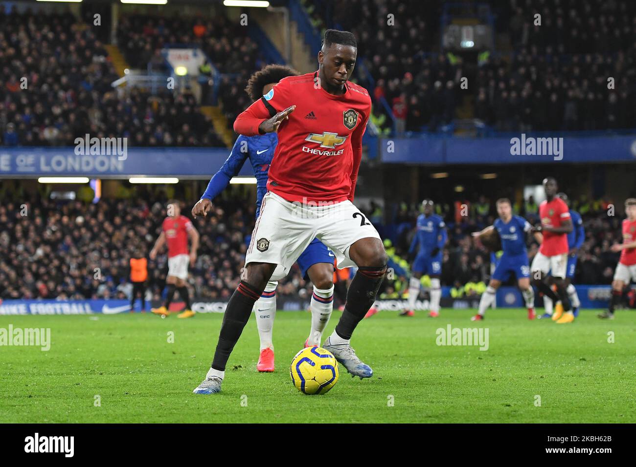 Aaron WAN-Bissaka pendant le match de la première Ligue entre le FC Chelsea et Manchester United au pont Stamford sur 17 février 2020 à Londres, au Royaume-Uni. (Photo par MI News/NurPhoto) Banque D'Images