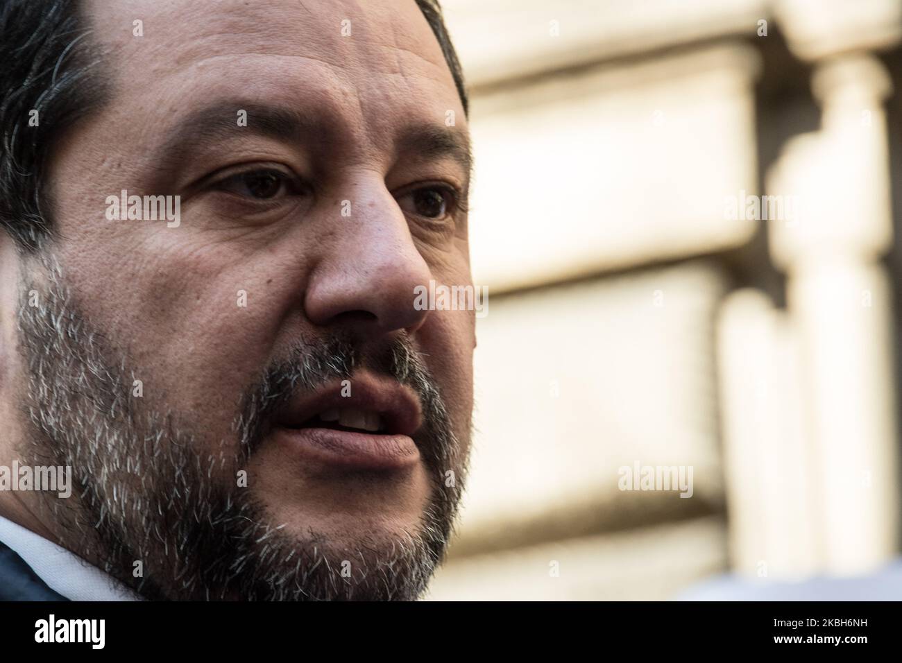 Matteo Salvini participe à une foule éclair pour demander le déblocage de la procédure de la loi sur la vidéosurveillance à Rome, Italie, sur 18 février 2020. (Photo par Andrea Ronchini/NurPhoto) Banque D'Images