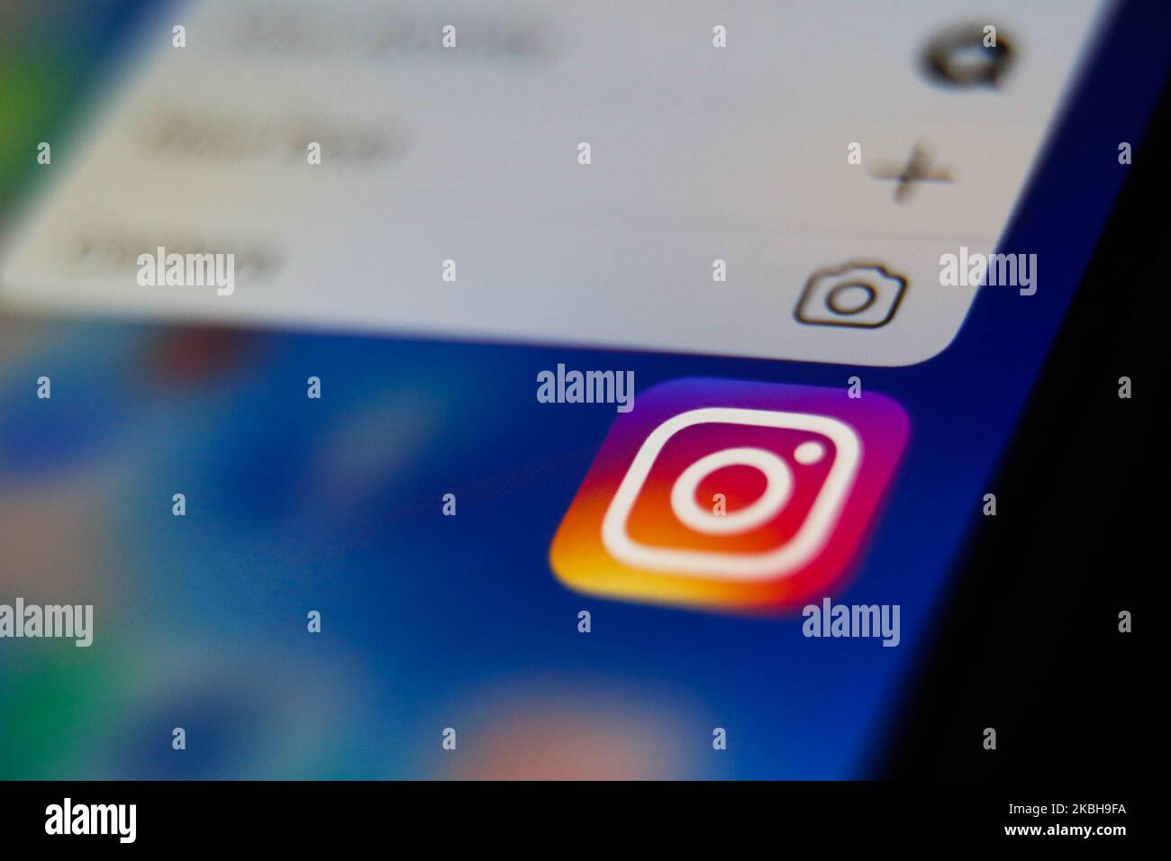 Dans cette illustration, l'icône Instagram s'affiche sur l'écran du smartphone sur cette photo prise en Pologne sur 19 février 2020. (Photo de Jakub Porzycki/NurPhoto) Banque D'Images