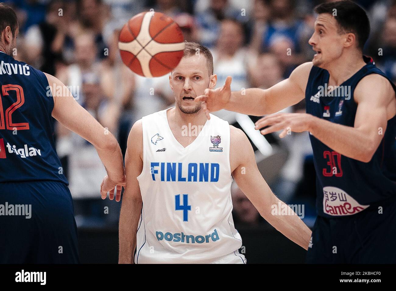 Mikko Koivisto de Finlande lors du match de qualification FIBA Eurobasket 2021 entre la Finlande et la Serbie à Espoo, Finlande sur 20 février 2020. (Photo par Antti Yrjonen/NurPhoto) Banque D'Images